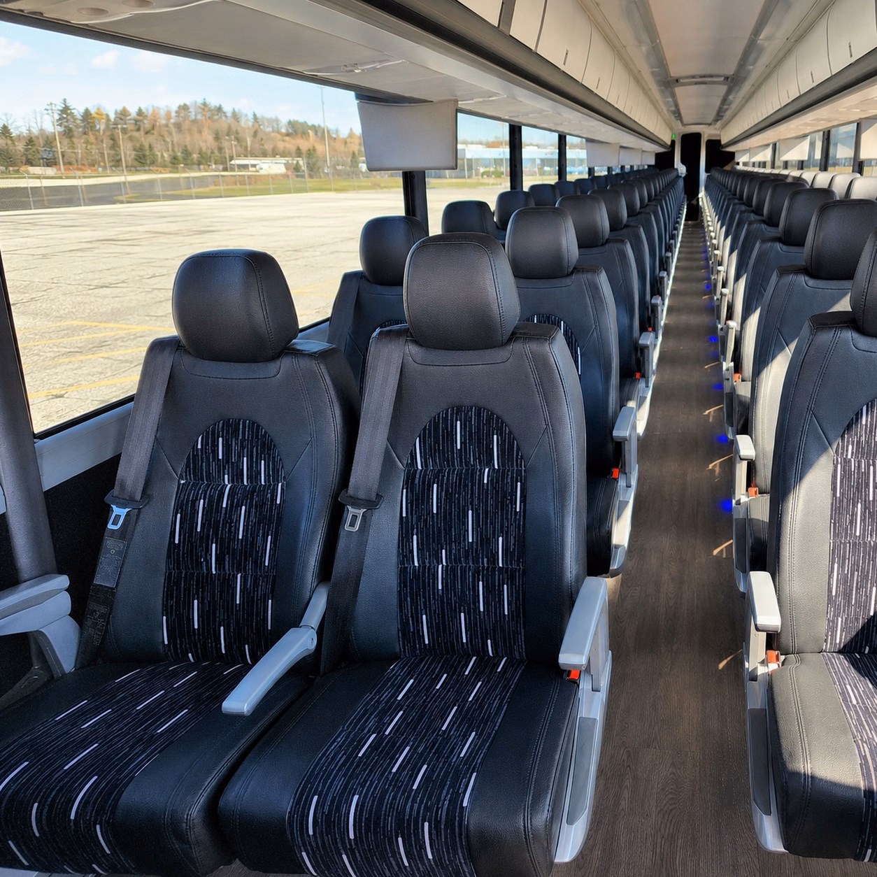 clinton charter bus rental interior
